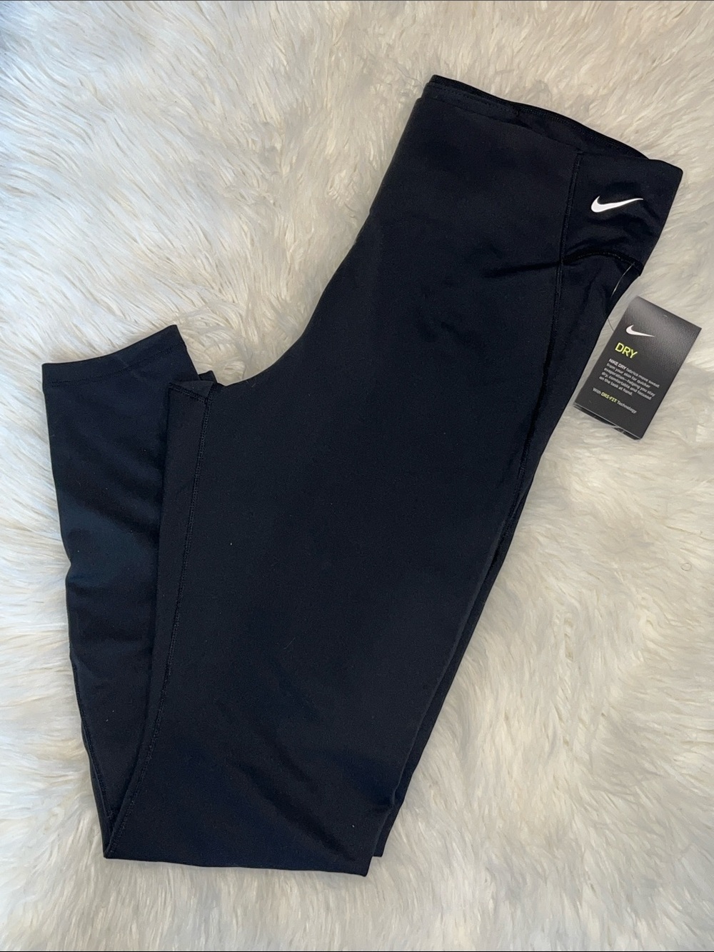 Nike Black Dri-FIT Performance Leggings with White Swoosh